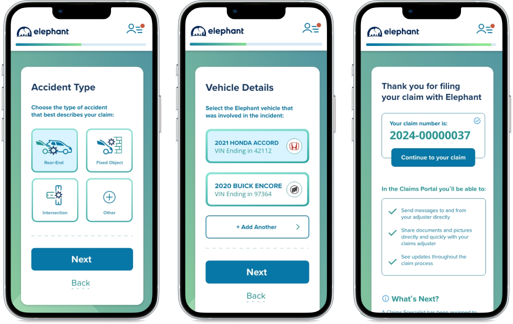Elephant Insurance Claims Journey on iPhone